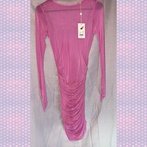 Elegant Pink Ruched Dress
